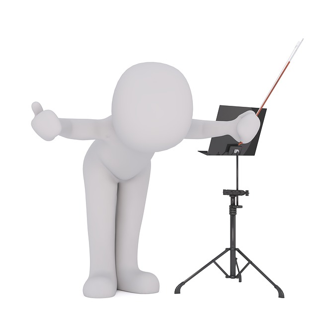 Generic 3D Figure with Conductor Stick and Music Stand