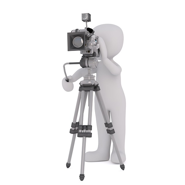 Generic 3d Figure shooting a picture with a camera on the tripod