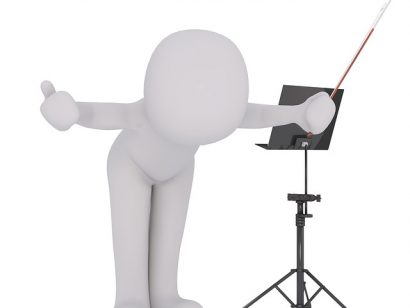 Generic 3D Figure with Conductor Stick and Music Stand