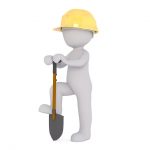 Generic 3D figure with hardhat holding shovel